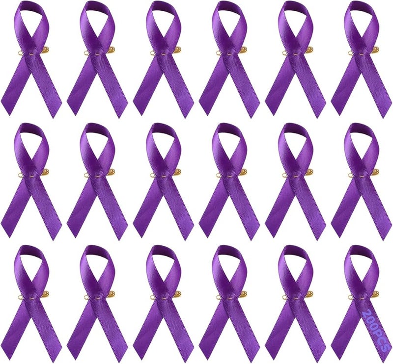 دبابيس شريط التوعية الذهبية بتشطيب ساتيني 200 قطعة مثالية لفعاليات الأعمال الخيرية - Image 1